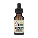 维生素D3 K25,000 IU液体滴(5 000 IU of D3,200mcg,99.9%全转专利K2 MK-7(K2Vital)) Max吸收液体维生素D滴(30 services) 由双木制作