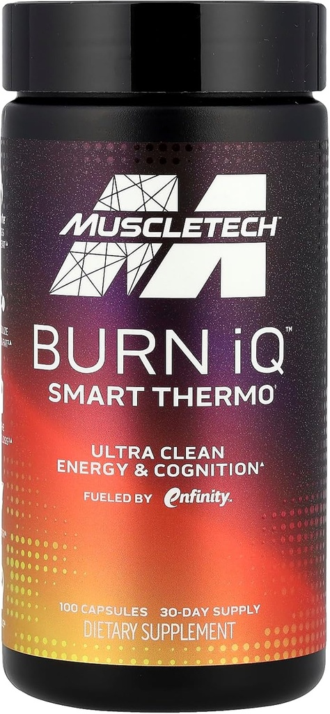 MuscleTech 燃烧 iQ 智能热力补充剂 与 Paraxanthine 增强能量和识别 男女100 计数
