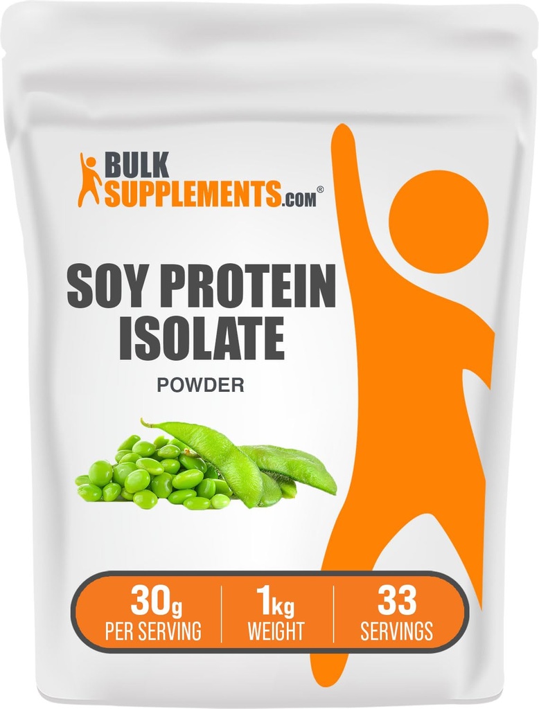 bulk substances.com 豆质蛋白隔离粉 - Vegan 蛋白粉,无味 - 纯和Gluten Free,每服30克,1kg(2.2磅)(Pack of 1)