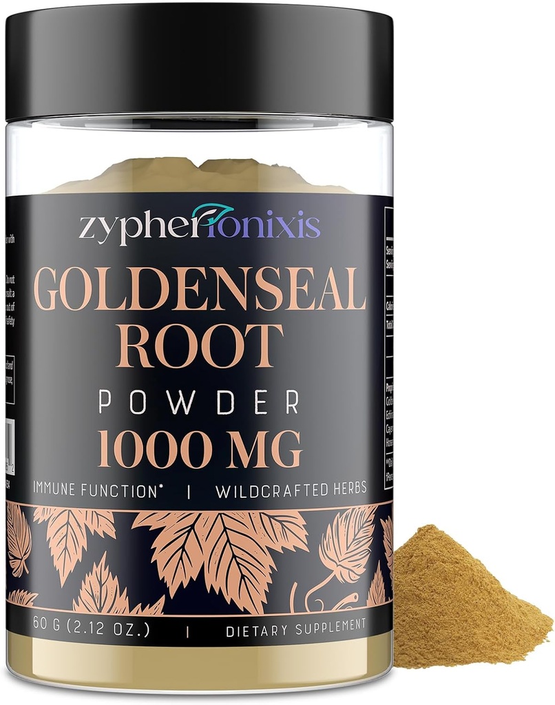Goldenseal root Powder Organization 1000 mg - Immune & Gut的Goldenseal Powder补充,纯和天然草药Goldenseal补充,Gluten Free - 60 services(1瓶)