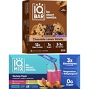 IQBAR Brain and Body Keto 蛋白棒 - 12名巧克力爱好者 Varigey Low Carb, Vegan Bars & IQMIX 糖自由电解质 Powder Packets - 20名与狮子玛恩一起的Variey Pack Keto电解片