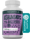 Freshfield Ashwagandha with Black Pepper. Vegan 对肾上腺脂肪支持,肌肉记忆,甲状腺与强力的友好补充. 全部天然 1300 mg 卡普尔