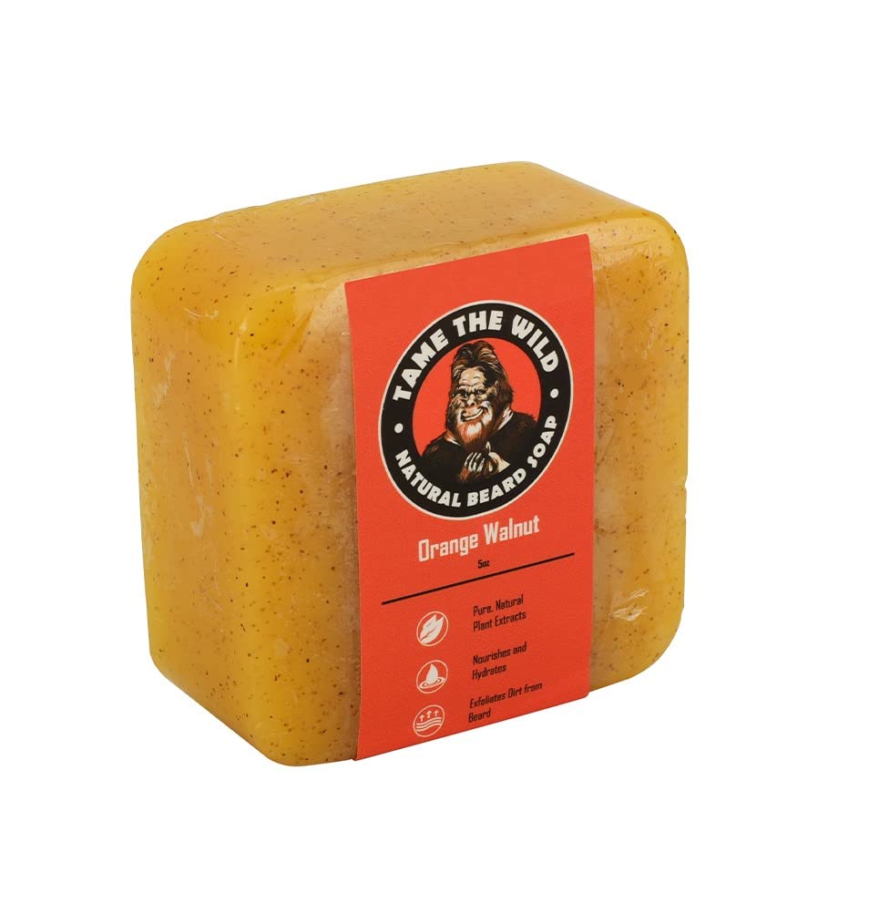 TAME WILD橙色胡桃胡豆皂吧 - 5 oz 脱叶胡子洗和面粉 - Shea Butter and Coconut Oil Cleanser - 水浇Groming Soap - 父亲节礼物