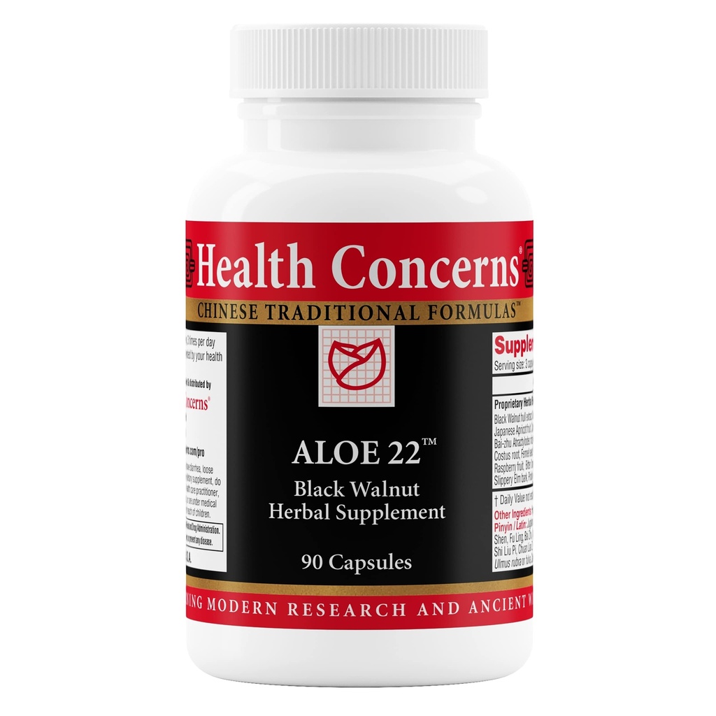 Aloe 22 – 消化性支持和肠道清洁 – 便秘,布洛丁和帕拉西德解毒补充剂 – 黑胡桃,姜,米罗巴兰和阿洛埃韦拉草药方 – 90 Capsules