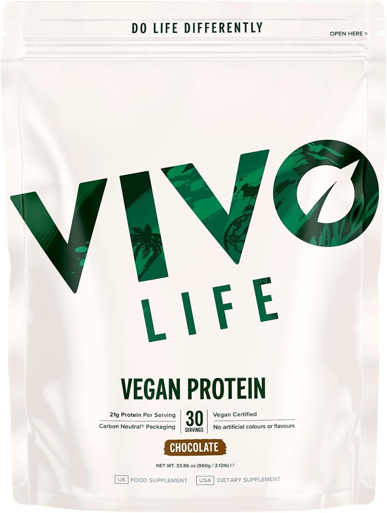 VIVO Vegan蛋白粉 - 0.7 oz / Scoop, 30 services (33.8 oz) (暗巧克力)