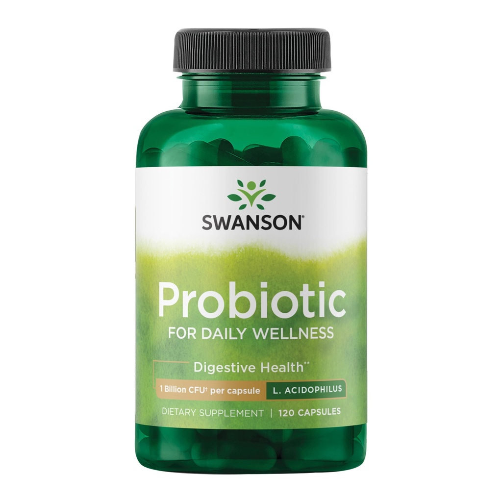 Swanson Probiotic - 消化性健康补编 w/ 1 亿 CMU per Capsule - 自然公式支持Bowel 常规和日常健康 - (120 Capsules)