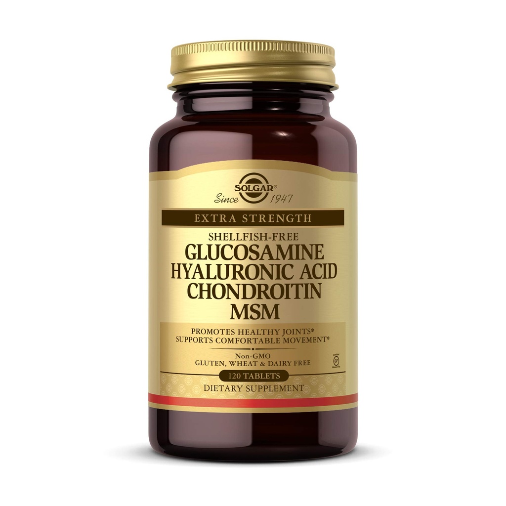 Solgar Glucosamine Hyaluronic Acid Chondroitin MSM, 120片 - 支持健康关节 - 支持运动和灵活性的范围 - 超强,壳鱼免费 - 非GMO, Gluten免费 - 40种服务