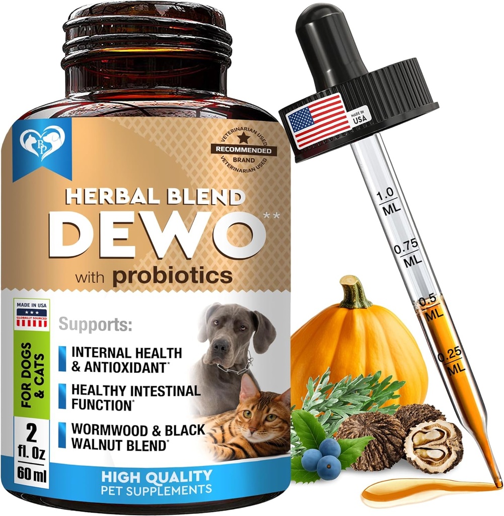 狗和猫的自然肠道防御 – 草本植物清洁与禾木,黑胡桃与Probiotic – 促进健康古特与植物平衡 – 高级广谱公式 – 在美国制造