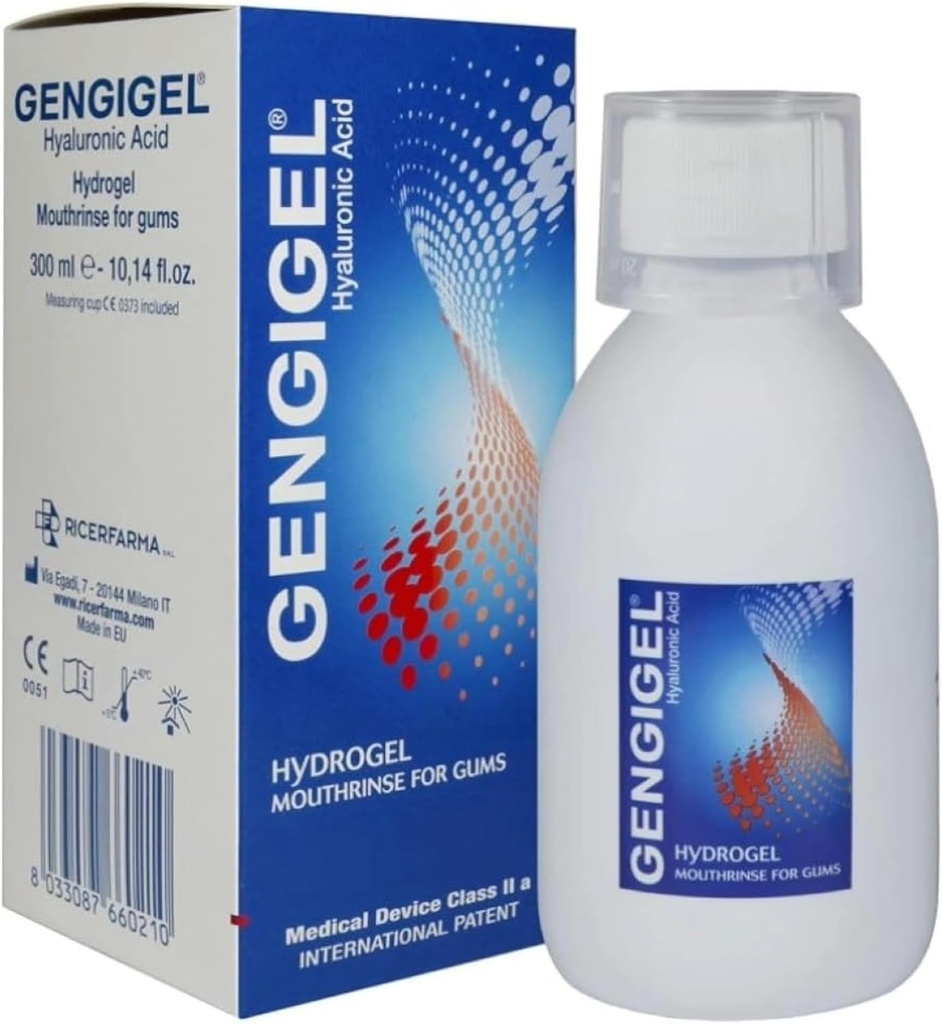 Gengigel Hyaluronic Acid Mouthrinse (300毫升),口腔护理促进口腔健康解决方案,减少不适,帮助Relieve Gum Recession & Gingivitis, 无酒精或SLS, Vegan & Kosher