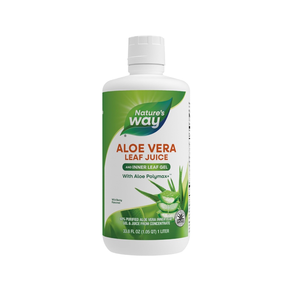 自然之道 Aloe Vera Leaf Juice and Inner Leaf Gel,配有 Aloe Polymax+, Aloe 内容与纯度认证, Wild Berry Flavored, 33.8 Fl Oz (Package May Vary)