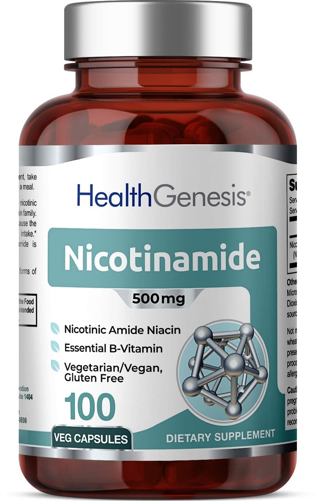 B-3 尼科蒂纳米德 500 mg 100 Vcaps - 尼科蒂尼克 氨酸 Niacin 天然无氟维生素配方 - 支持皮肤细胞健康