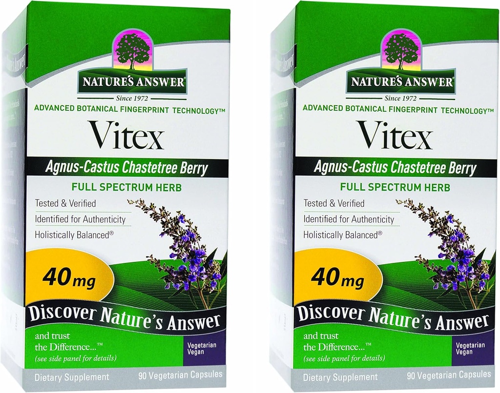 Nature's Answer Vitex Chastere Berry Supplement, 90-Vegetarian Capsules, 2 Counter QQ激素平衡 QQ Ovulation 支持 XX 月经支持