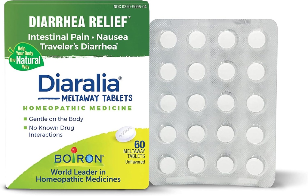 Boiron Diaralia 痢疾救济、毒气、布洛廷、肠内疼痛和特拉夫勒痢疾的药片——60个