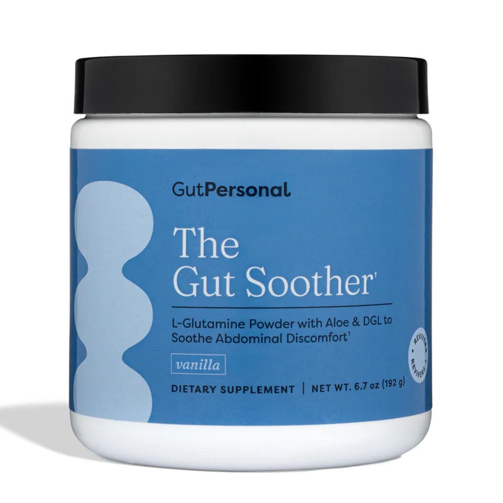 GutPersonal The Gut Sother L-Glutamine 粉末补充剂:恢复Gut Lining, Soothe 消化不良,同时促进总体固醇健康,30个服务对象(万尼拉)