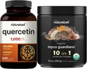 Nature Bell Quercetin 1000mg Pervice & 10 in 1 Mushrom Powder, 10oz Bundle Pack QQ 超强Quercetin 补充 QQ Imune 助推器和脑健康支持