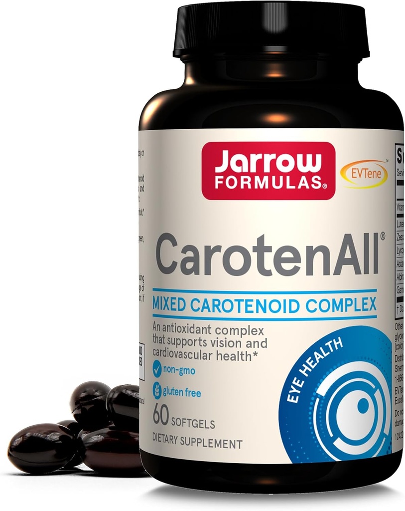 Jarrow Formules carotenAll,饮食补充,抗氧化剂支持视觉和心血管健康,60软胶,最多60天供应