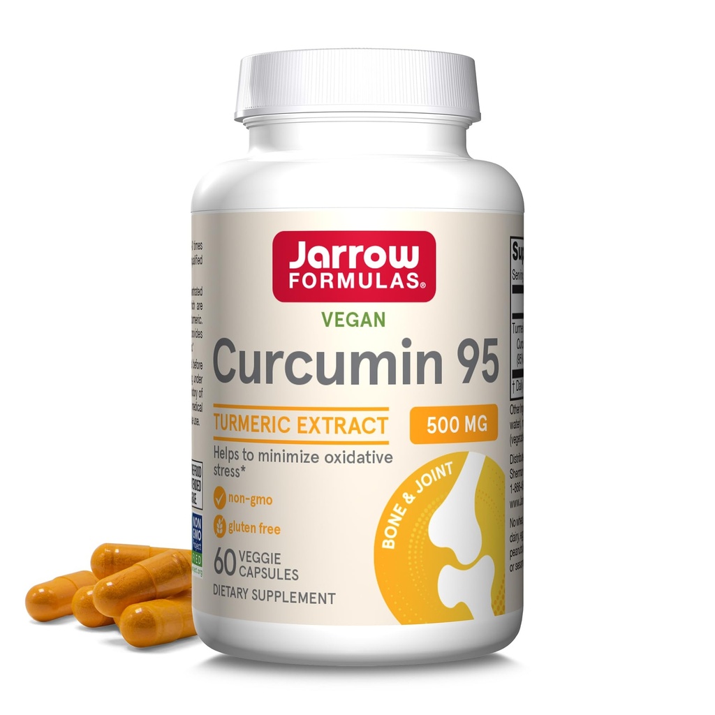 Jarrow公式 Turmeric Curcumin 补充剂- Curcumin 95, Turmeric 补充剂,用于抗氧化剂和联合支持的500 mg, 60 Capsules