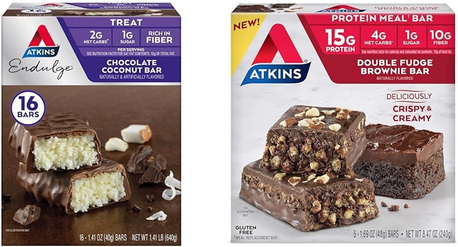 Atkins 巧克力椰子酒吧16号 双软糖布朗尼蛋白餐饮酒吧5号