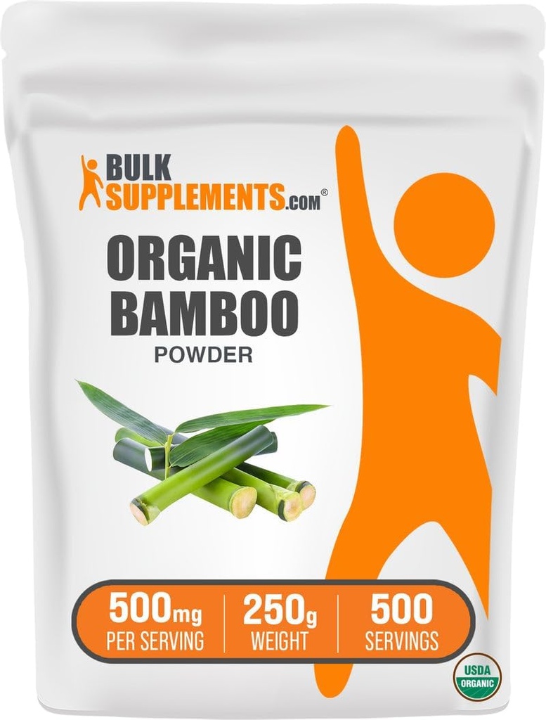 Bulk Assupports.com 有机竹粉 - 锡利卡补充品 竹子补充品 - Gluten Free,每服500mg,250g(8.8 oz)(一包)