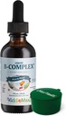 Maxi Health Raspberry Liquid Vitamin B Complex,辅以维生素B12 - 配有B1 B2 B3 B5 B6 Biotin Folic Acid,用于能量和大脑功能 - 2 f. Oz, Green Pillbox的子语言 B 滴.