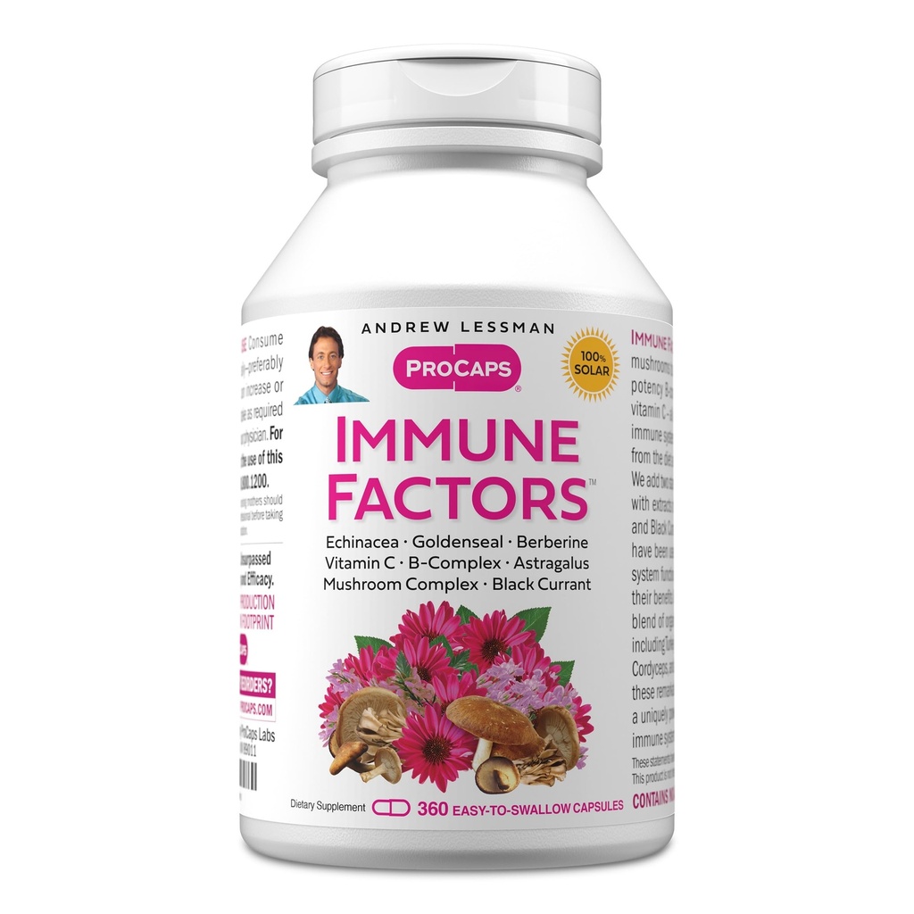 安卓·勒斯曼 360 Capsules - Echinacea, Goldenseal, 维生素C, Astragalus, Berberine, 蘑菇混合剂, 黑曲兰. 支持和促进免疫系统和自然防御