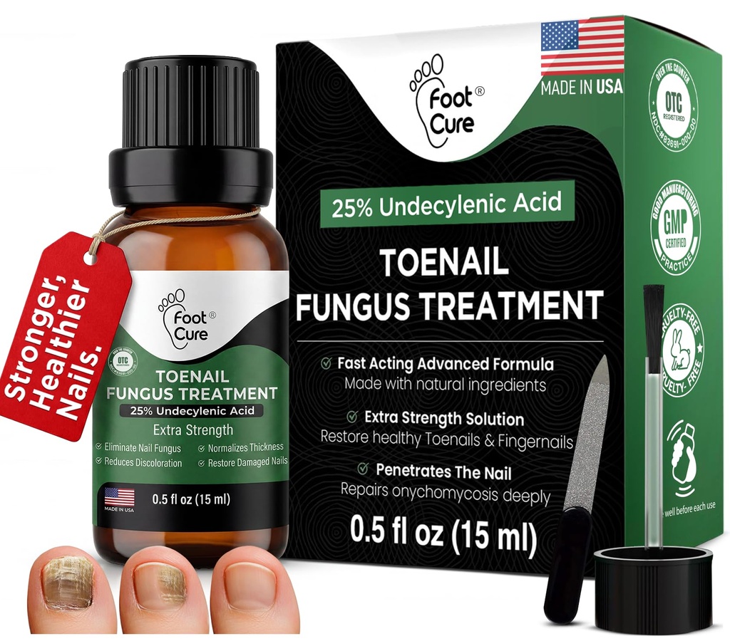 FOOT CURE Toenail Fungus 指甲治疗、钉修、Toenail 软化器、黄趾甲治疗、内生钉和足部Fungus治疗外力(包1)
