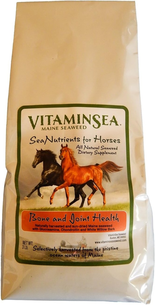 VITAMINSEA 马 KELP 干海藻补充品 |马的所有天然营养物 | KELP FLAKES 配有 Glucosamine, Chondroitin, 白柳棒配骨和联合健康 → 3 LB