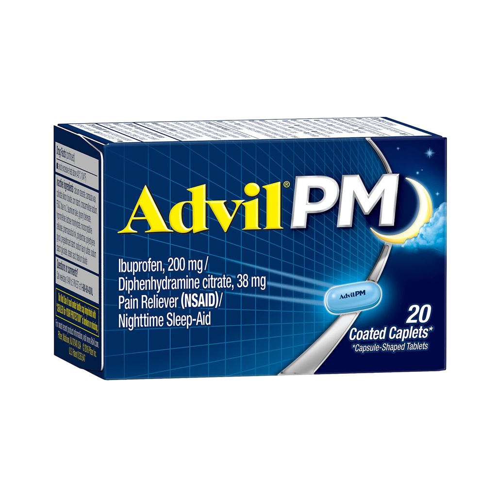 Advil PM Pain Reliever and Nighttime Sleep Aid, 痛苦药与Ibuprofen 止痛药,