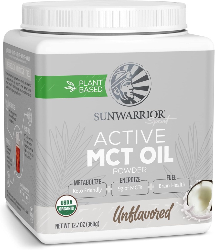Sunwarrior Organic MCT 油粉补充 中天三聚氰化物纯椰子 → Keto USDA 糖酸奶 免费非GMO → 不受欢迎的40种服务