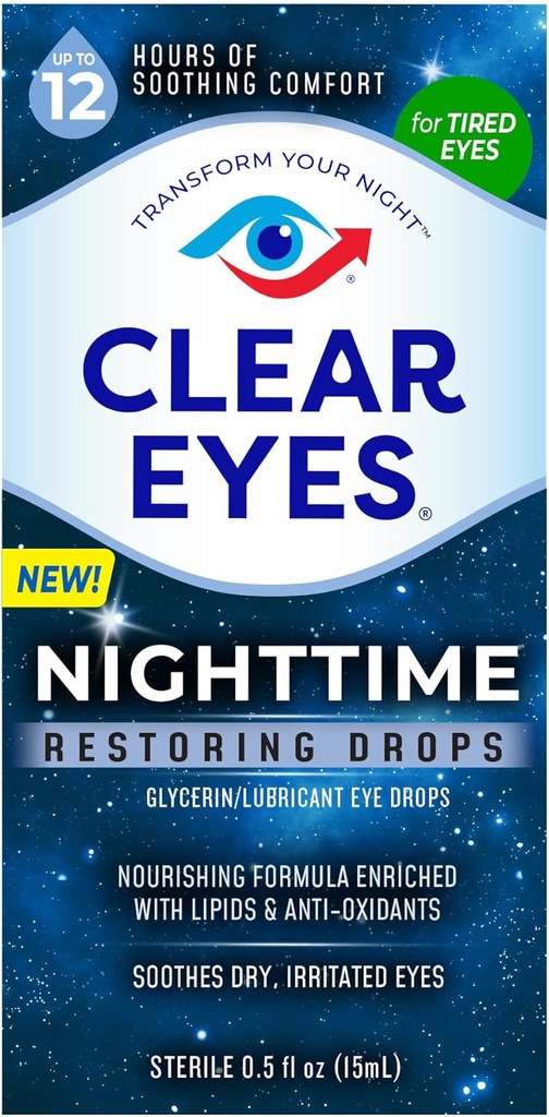 清眼夜空 清眼空空 晚上安全使用 12小时舒缓舒适 0.5 Fl Oz