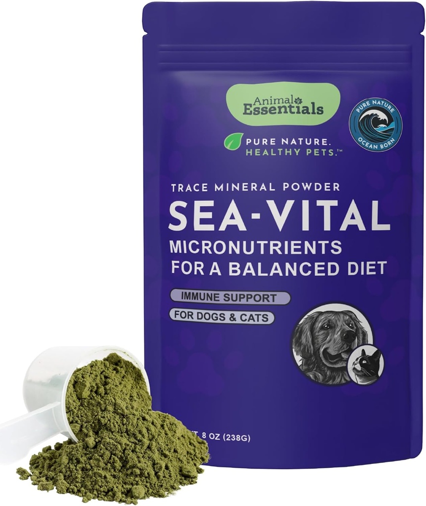 狗和猫的动物基本要求 海洋凯尔普(Ocean Kelp for Dogs & Cats) - 甲状腺支持,甲状腺补充剂,海凯尔普粉,追踪矿物,兽医推荐 - 8 Oz