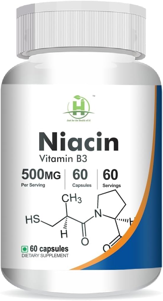 一般的Niacin(维生素B3)500mg 能量水平X% 皮肤健康-60 蔬菜卡普尔-包1