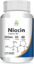 一般的Niacin(维生素B3)500mg 能量水平X% 皮肤健康-60 蔬菜卡普尔-包1