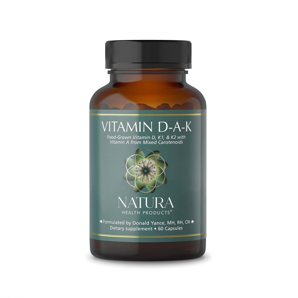 Natura健康产品 D-A-K(ADK) – D35000 IU,K2 50 mcg,K1 550 mcg & Vitamin A 1000 IU – Bone, Heart & Immune Supports – Fat-Soluble Calcium 代谢物 – 60 Vegetarian Capsules