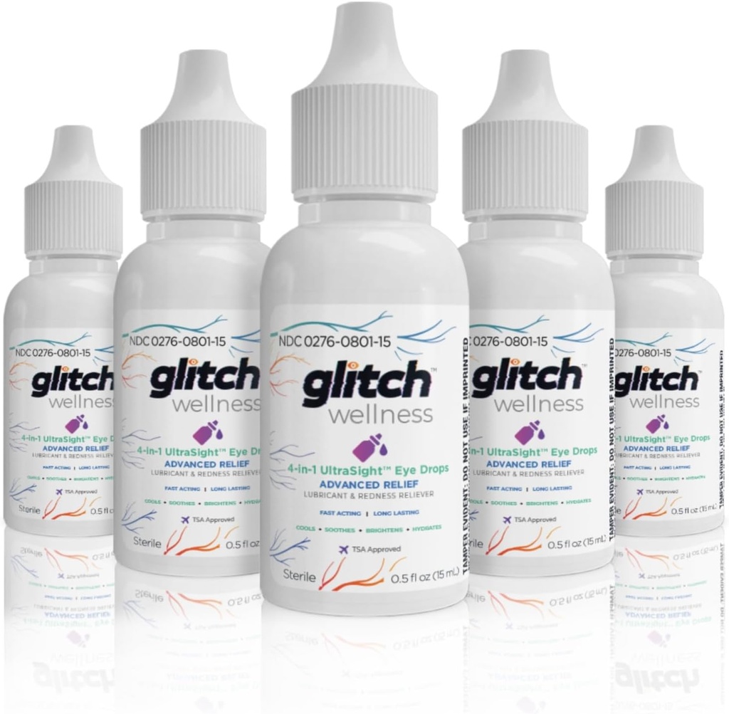 Glitch UltraSight Eyes Dry Ereat Dropps 15mL - 4 in 1 Advanced Relief Dry Eye Dropps - All day complete with watertion, Brighting, cooling - 有效苏打刺激和干燥 (5)
