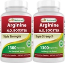 Best Naturals L-Arginine NO Booster 三重强度 1300 mg 服务 120 Veg Capsules (120 Counter (Pack of 2))
