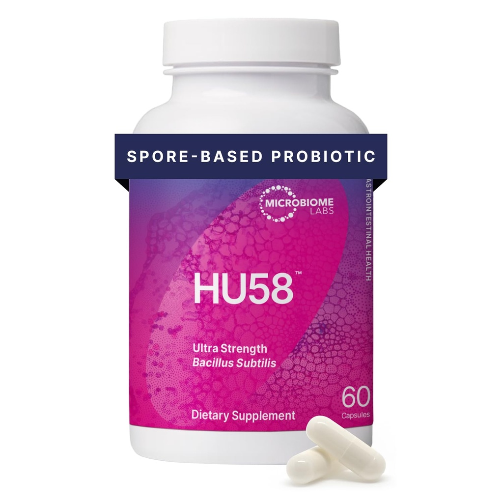微生素实验室 HU58 Bacillus Subtilis Probiotics for Metrobiotive Health and Immune Supports - Daily Capsules with 10亿 CCFU (60 Capsules) 男女生素实验室 - 摄取性健康和免疫支持的高概率Probiotic