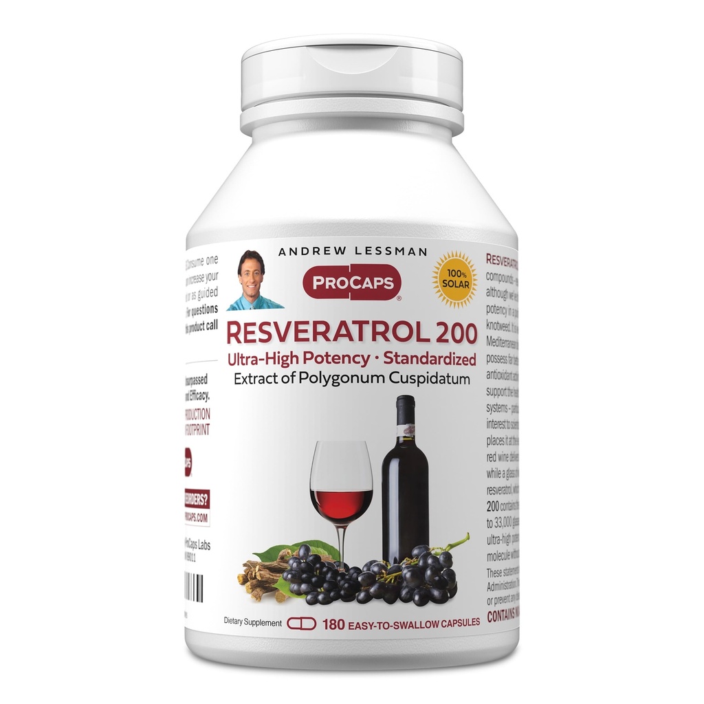 (原始内容存档于2018-07-21) (英语). Andrew Lessman Resveratrol-200mg - 180 Capsules - Red Wine's beneficial,自然产生抗氧化剂,无酒精. 免费添加