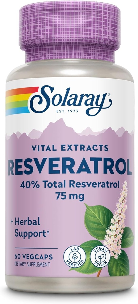 Solaray Resveratrol 补编,75 mg, 60 counter