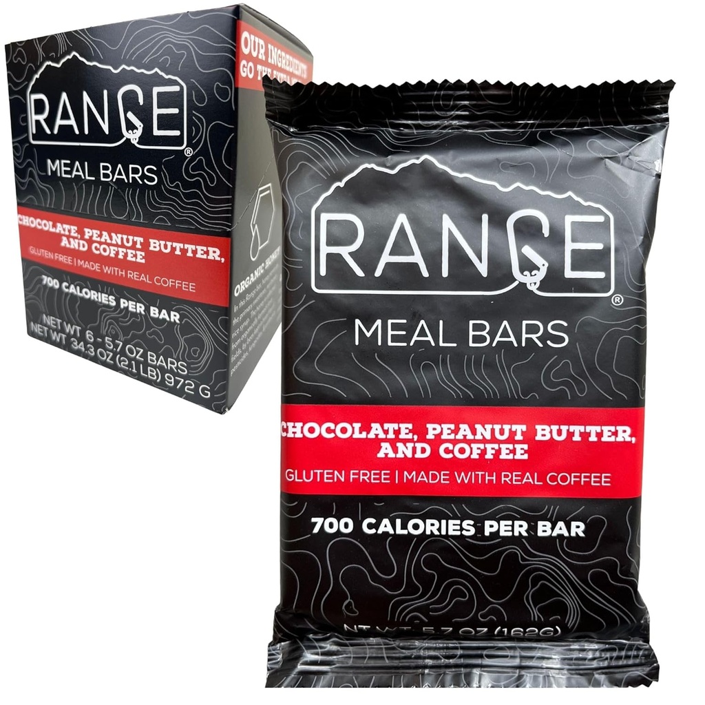 范围 餐饮条 - 高卡路里餐饮替代条 - Gluten Free Bars - 后包装 餐饮 - 6 Pack(巧克力、花生酱和咖啡)