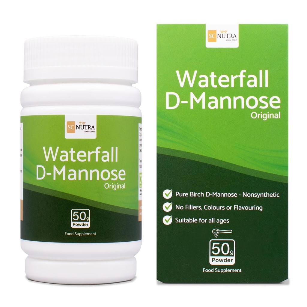 瀑布 D-Mannose 粉末 - 100%纯 D-Mannose 粉末 天然来源于 Birch - 不是混合剂 - 不含 Bulking Agent, Fillers & Cranberry - 50g / 1.76oz