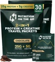 Go Whey蛋白质隔热包装上的营养 – 25g蛋白+ 5g Creatine – 单服务旅行蛋白粉 – 巧克力(30-Pack)