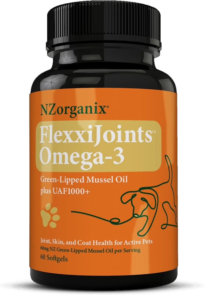 Flexxi Units Omega-3 Hip和联合补编 • Green-Liped Mussel Omega-3 Omega-3 Oil for Dogs • 100% 新西兰绿色-Liped Mussels (60软胶)