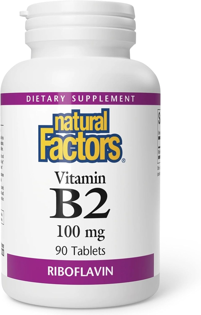 自然因素 - 维生素B2 Riboflavin 100mg,支持能源和正常代谢,90平板