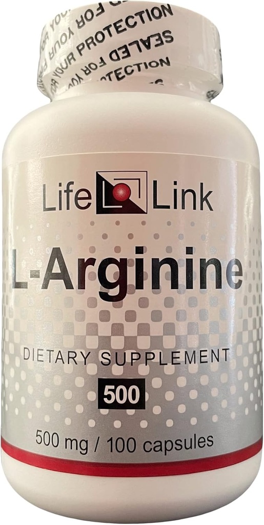 LifeLink L-Arginine → 500 mg x 100 Capsules → Nitric Oxide → 健康血液流动、心脏健康 → Gluten Free & Non-GMO → 美国制造