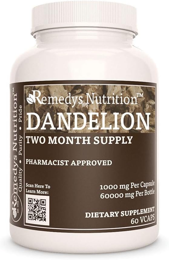 补救措施 Dandelion 根 1000 mg, 60 Vegan Capsules 草食补充 → 两个月供应
