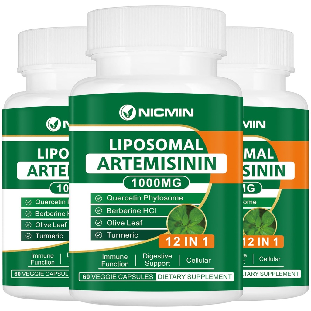 Liposomal Artemisin 补充1000mg, Sweet Wormwood 提取物,配有 200mg 的 Quercetin 植物素, 抗氧化剂最大吸收量 180 Capsules