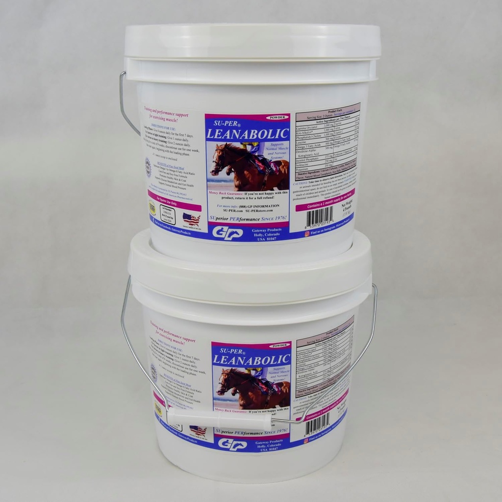 SU-PER Leanabolic Horse Muscle 补充 - 马的培训和性能支持 - 马维生素和矿物补充 - 4英镑,(2包)