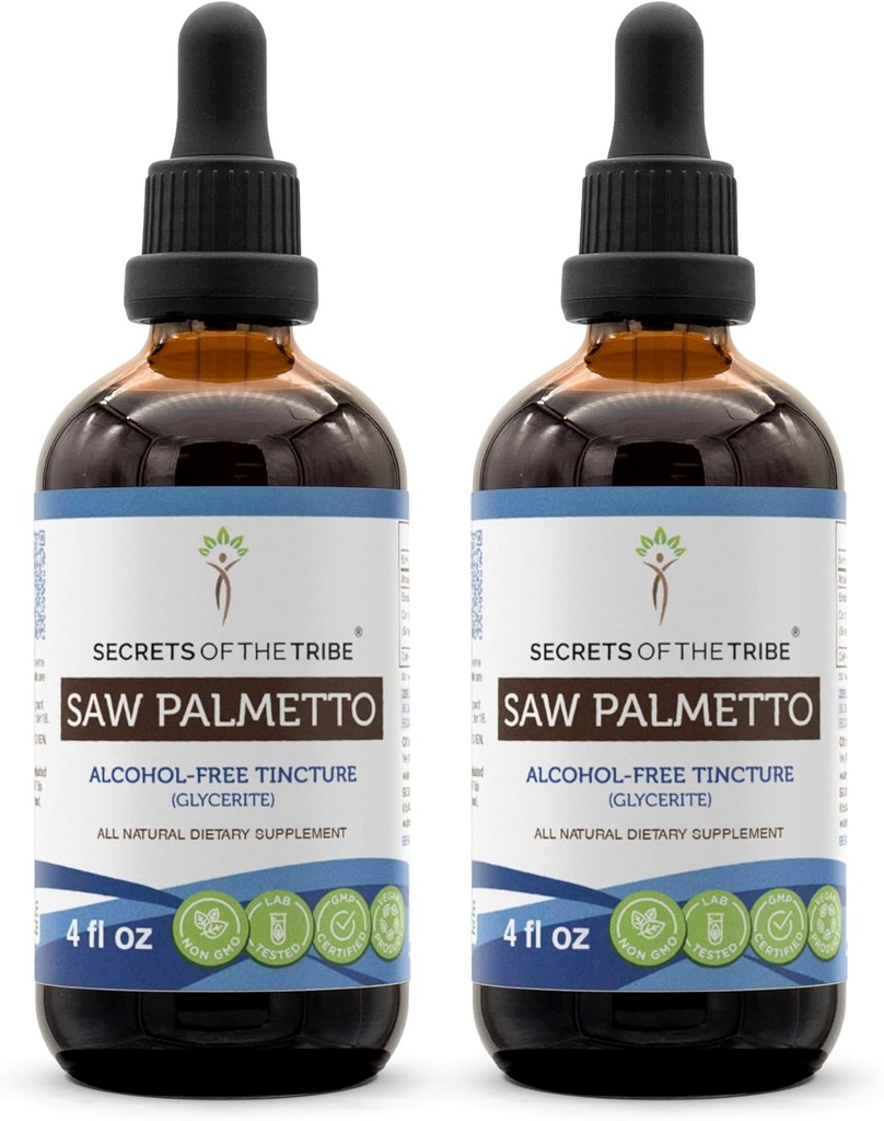 Saw Palmetto 无酒精液体提取器, Saw Palmetto (Serenoa Repens) 干贝里(2x4 FL OZ)