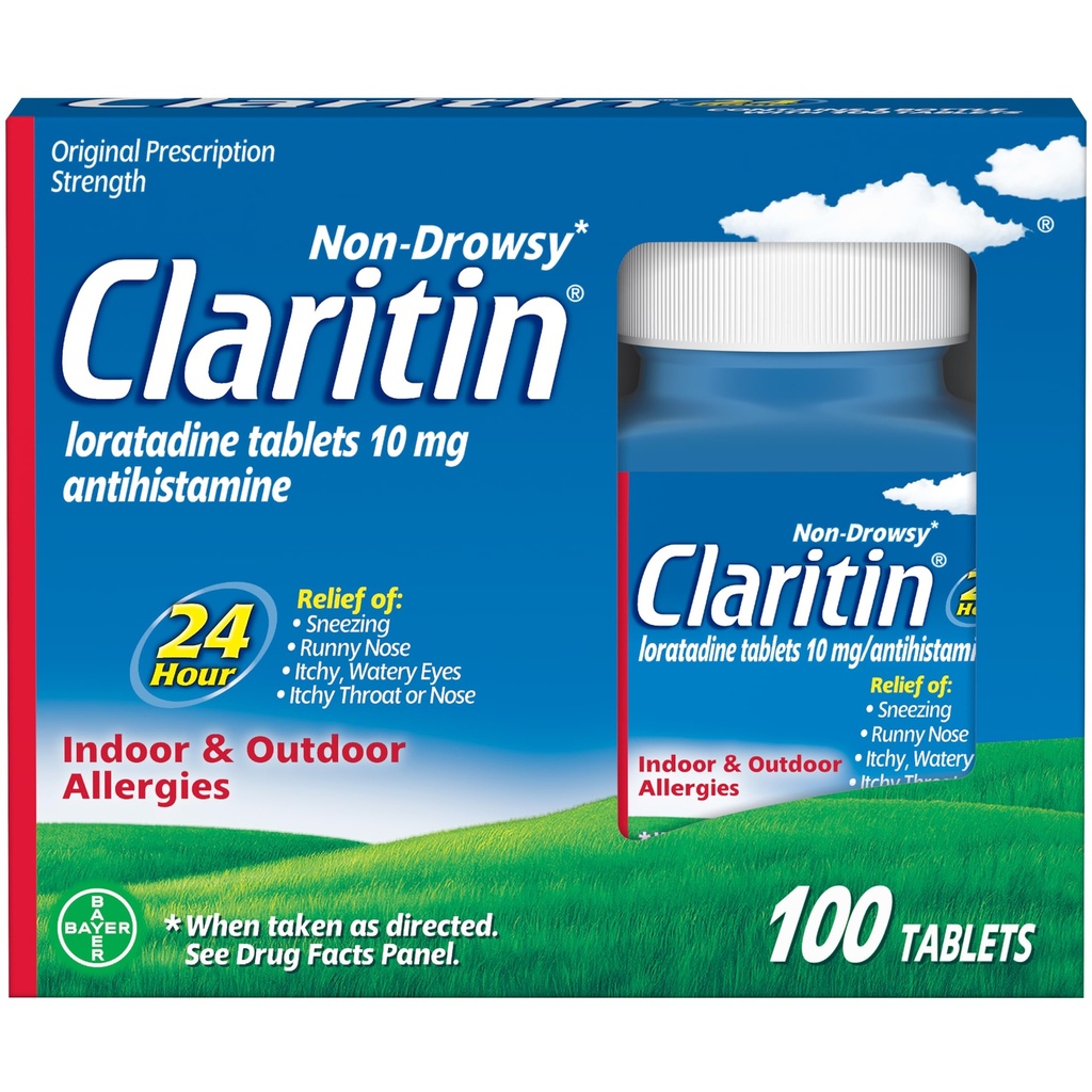 成人的Claritin过敏药,24小时不昏睡 Loratadine 10mg药,安非他明,100片药片